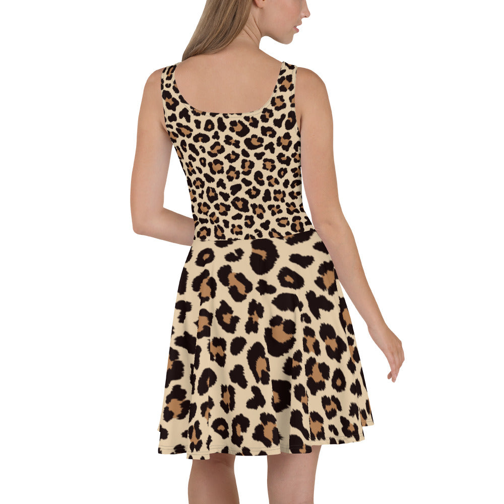 Leopar Chic Feline Women's Skater Dress - FLAKOUT