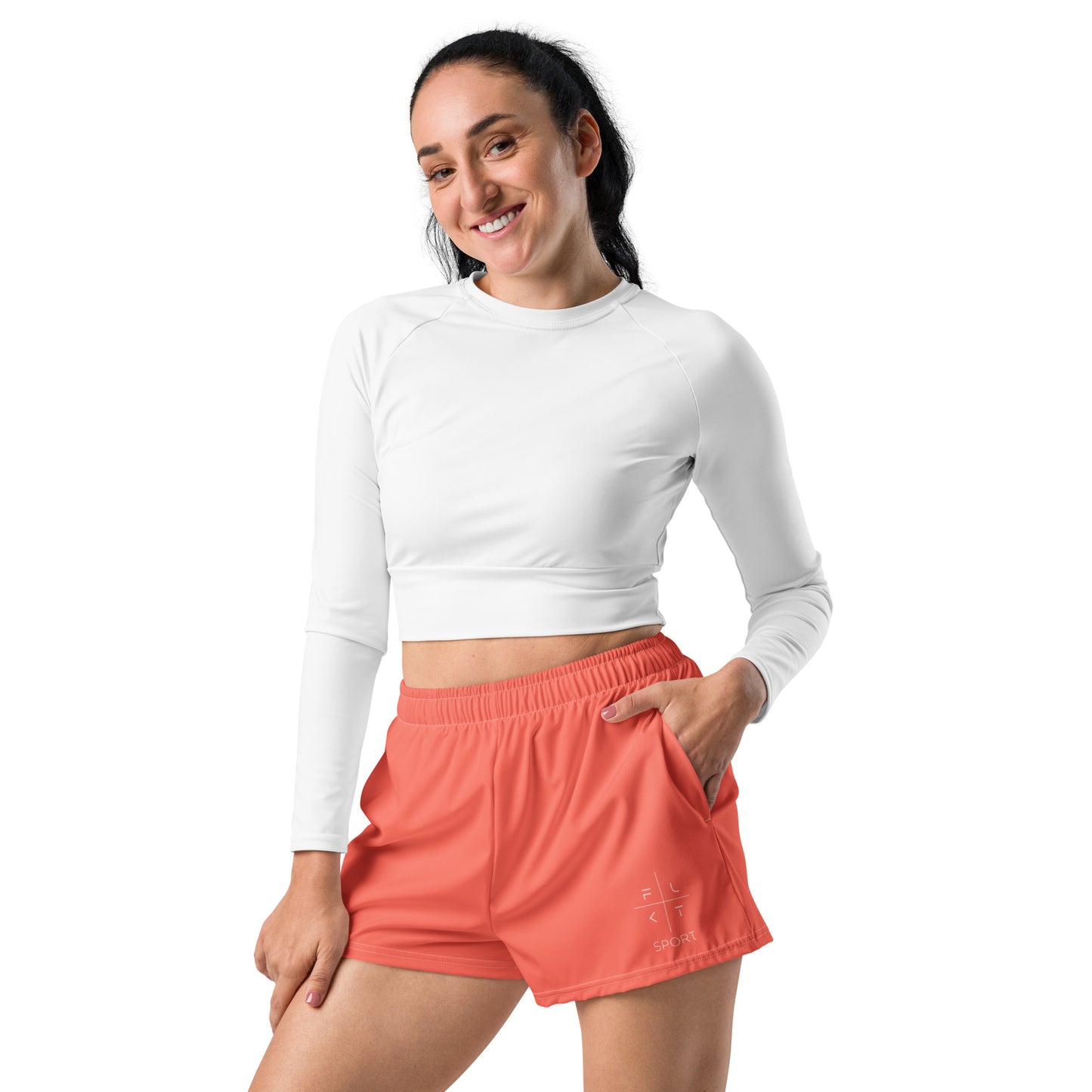 FLAKOUT Sport Coral Crush Women’s Recycled Athletic Shorts - FLAKOUT