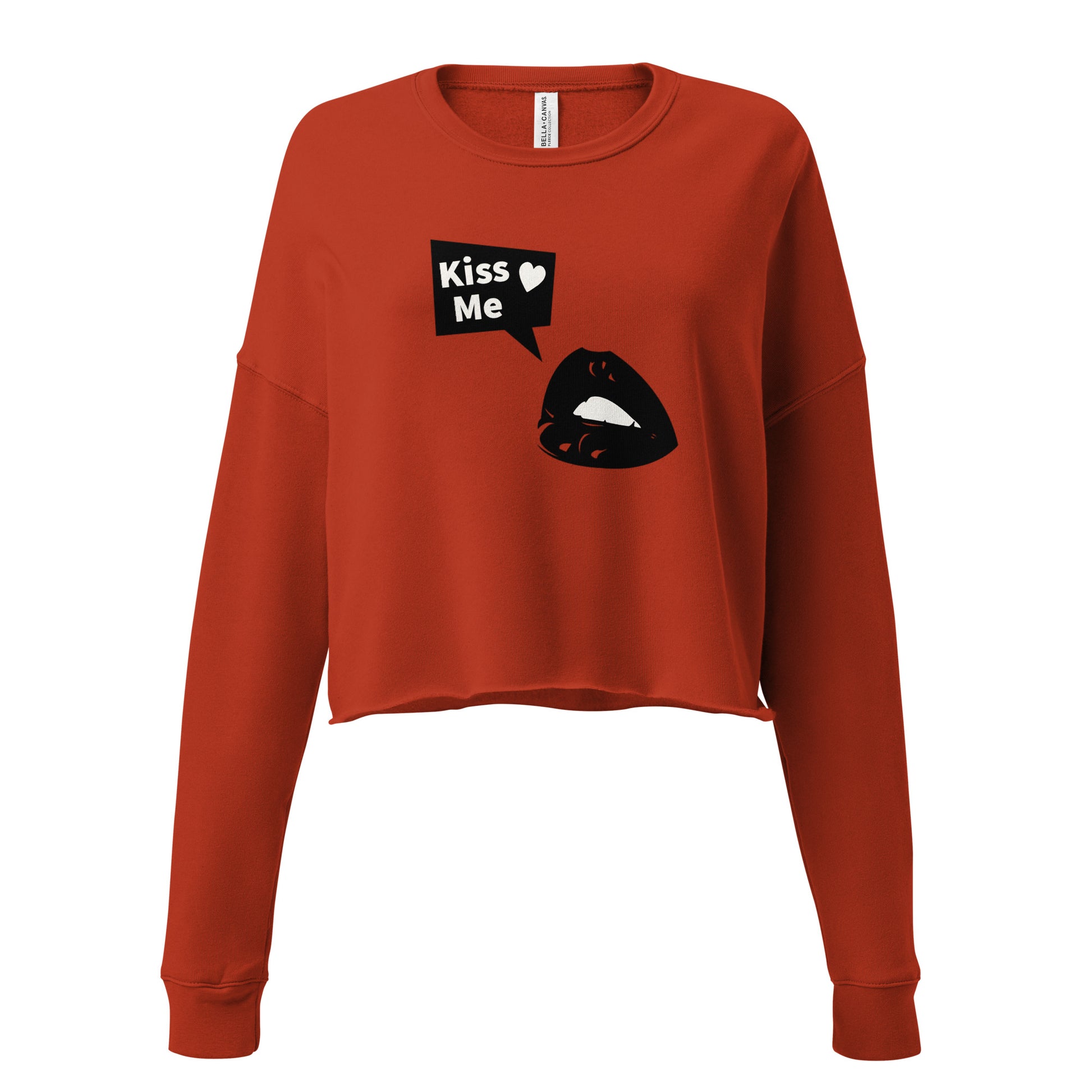 Sweet Talker Kiss Me Women's Crop Sweatshirt - Brick - FLAKOUT