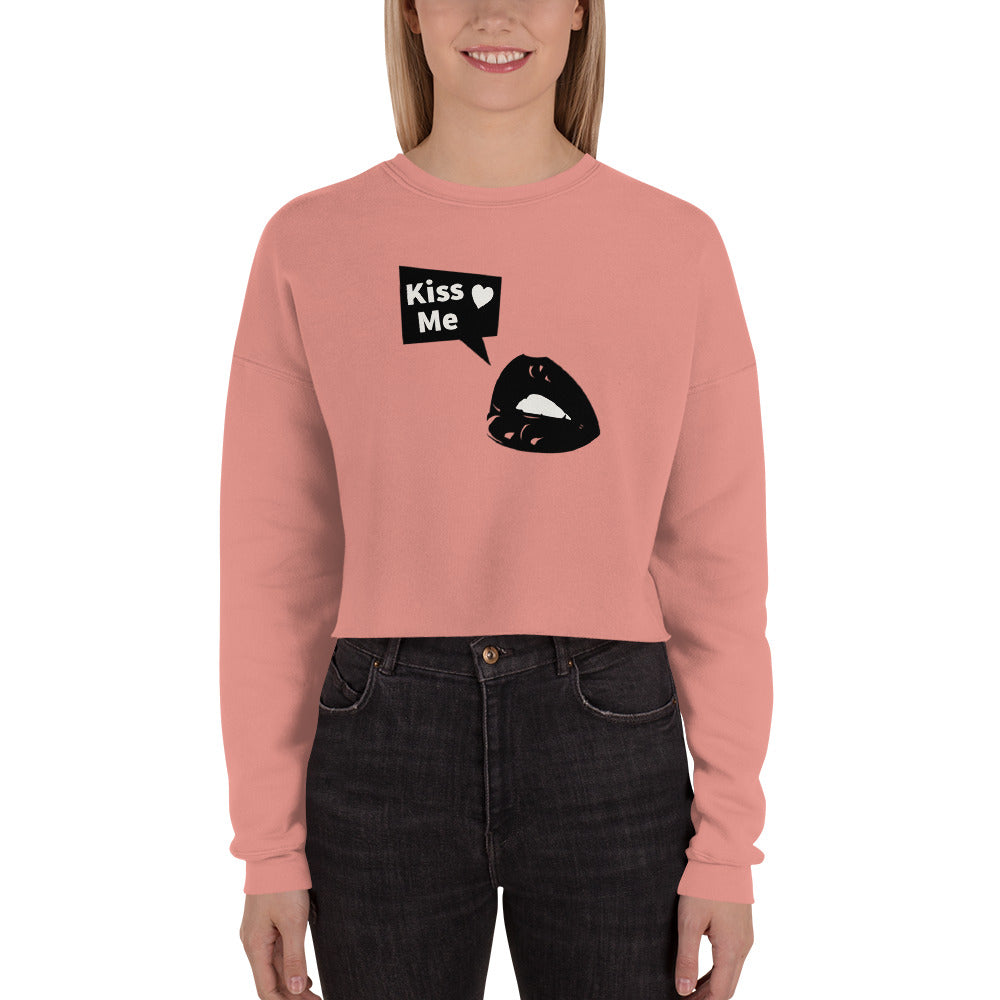 Sweet Talker Kiss Me Women's Crop Sweatshirt - Mauve - FLAKOUT