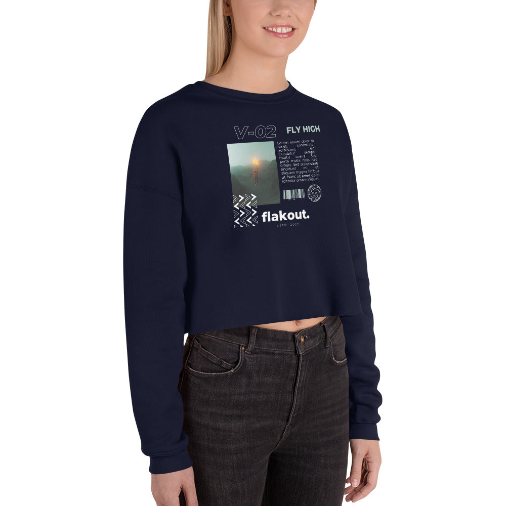 Fly High Voyager Women's Crop Sweatshirt - Navy - FLAKOUT